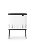 Brabantia white Bo 60L laundry bin with quick-drop lid, UK version