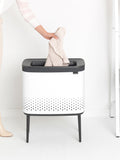 Brabantia white Bo 60L laundry bin with quick-drop lid, UK version