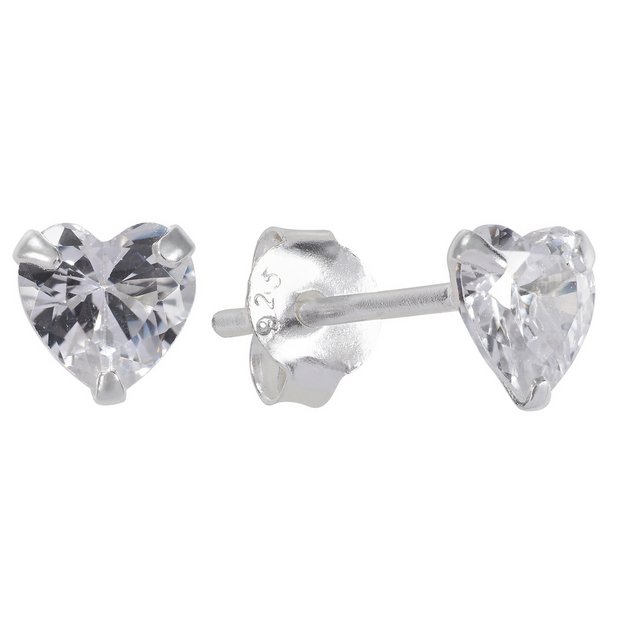 Revere heart cubic zirconia stud earrings sterling silver - British product