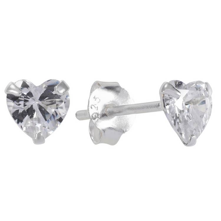 Revere heart cubic zirconia stud earrings sterling silver - British product