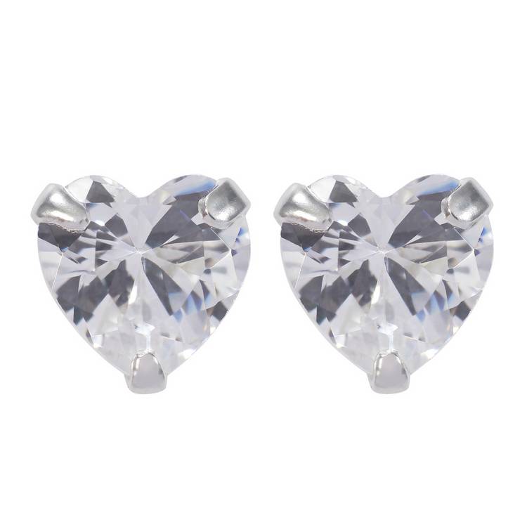 Revere heart cubic zirconia stud earrings sterling silver - British product