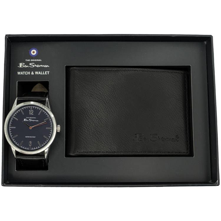 Ben Sherman watch set black faux leather strap 40mm, imported from the UK