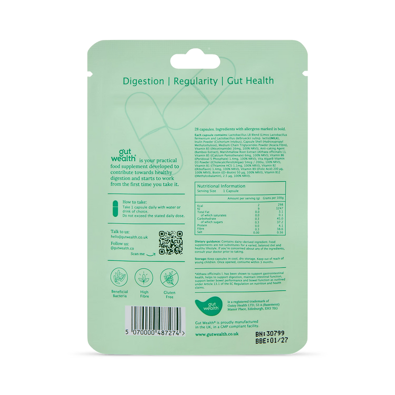 Gut Wealth gut health capsules 28 capsules - British product