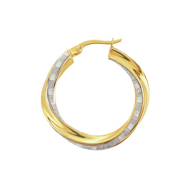 Revere 9ct gold plated glitter twist hoop earrings - British product