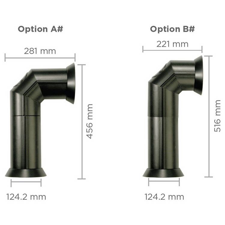 Dimplex electric stove pipe kit black 45cm, imported from the UK