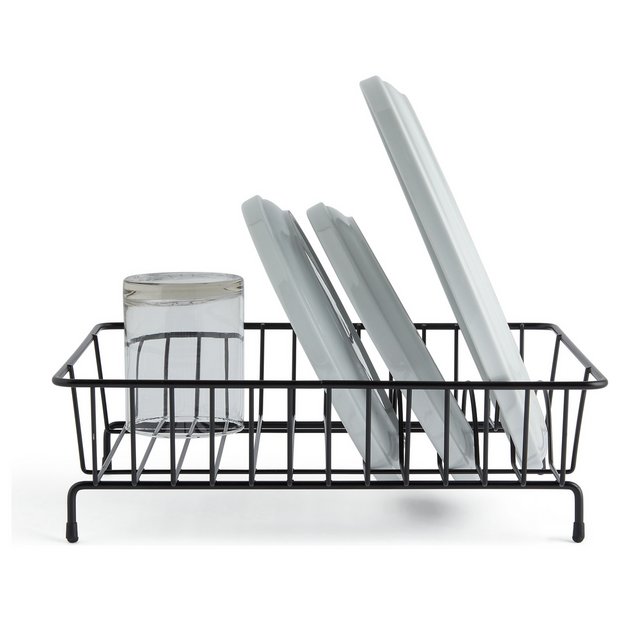 Habitat compact wire dish drainer in black - British product