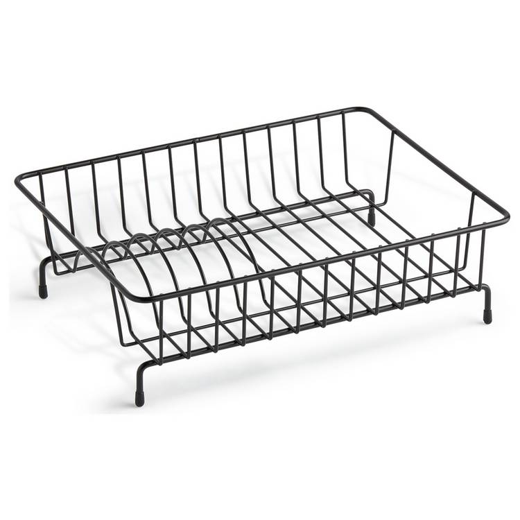 Habitat compact wire dish drainer in black - British product