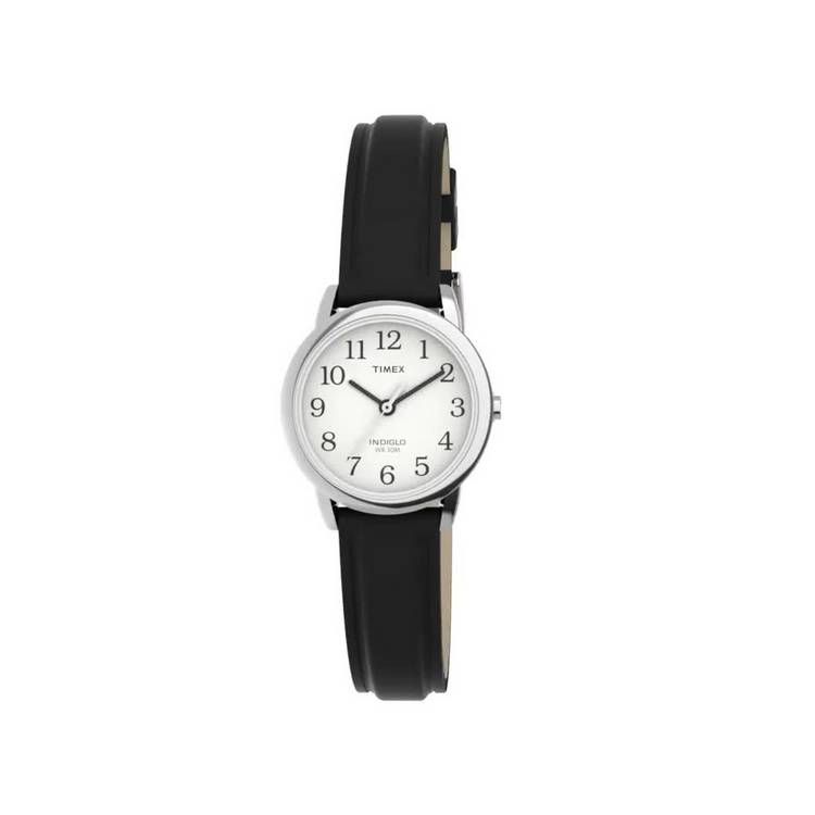Timex Easy Reader watch white dial black leather strap - British product