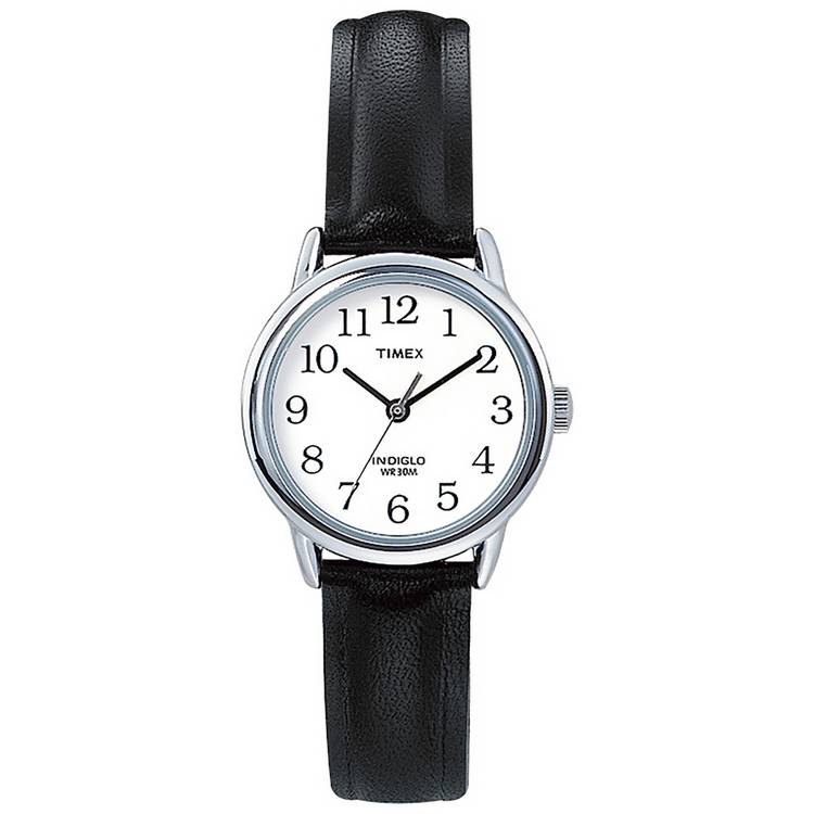 Timex Easy Reader watch white dial black leather strap - British product