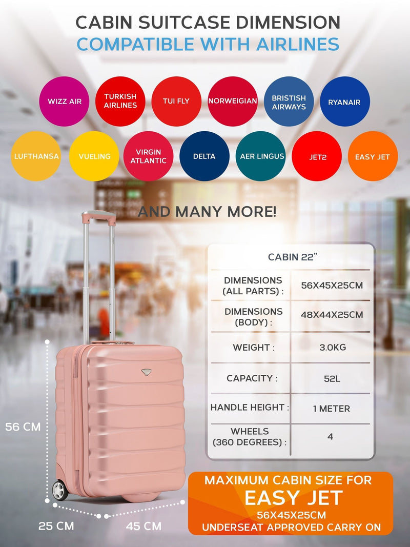 Flight Knight pink cabin luggage 56x45x25cm, imported from the UK