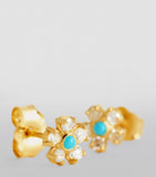 Jennifer Meyer Edith Flower earrings yellow gold diamond turquoise British product