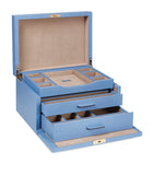 Smythson Panama jewellery box with three drawers and turnlock fastening (British brand)