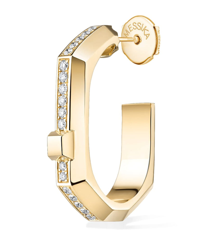 Messika Modernist small yellow gold diamond hoop earring 0.10ct (British brand)