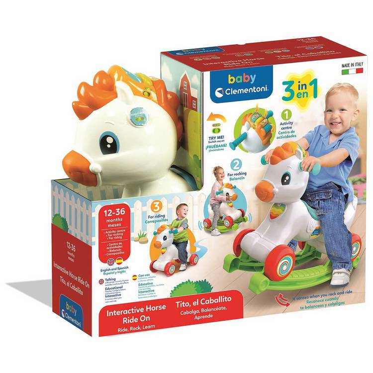 Clementoni interactive rocking horse ride-on (British brand)
