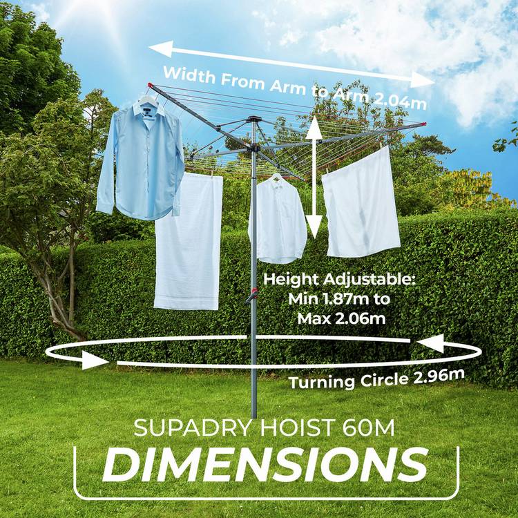 Vileda Super Dry Hoist rotary airer 60m (British brand)