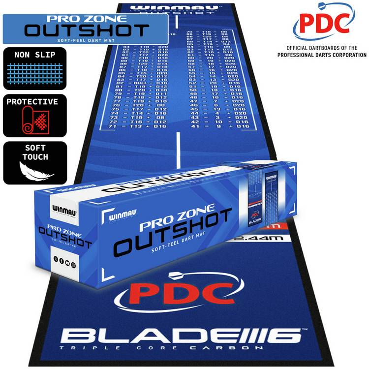 Winmau Easy Checkout Outshot Dart Mat 300x60cm - British product