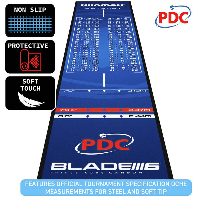 Winmau Easy Checkout Outshot Dart Mat 300x60cm - British product