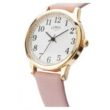 Limit ladies pink faux leather strap watch gold-plated case (British brand)