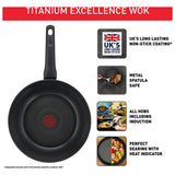 Tefal Titanium Excellence 28cm non-stick wok, imported from the UK