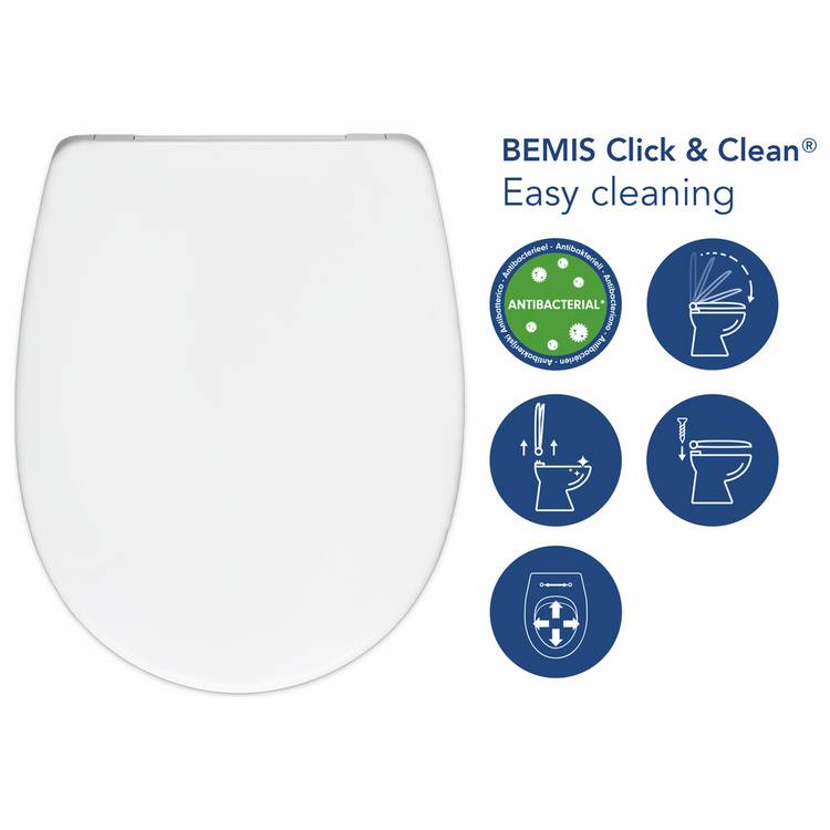 Bemis Click & Clean Classic toilet seat white - British product