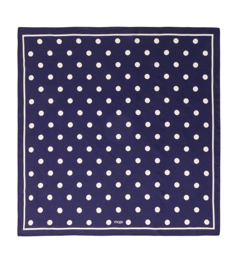 Maje silk polka-dot scarf 60x60cm, imported from the UK