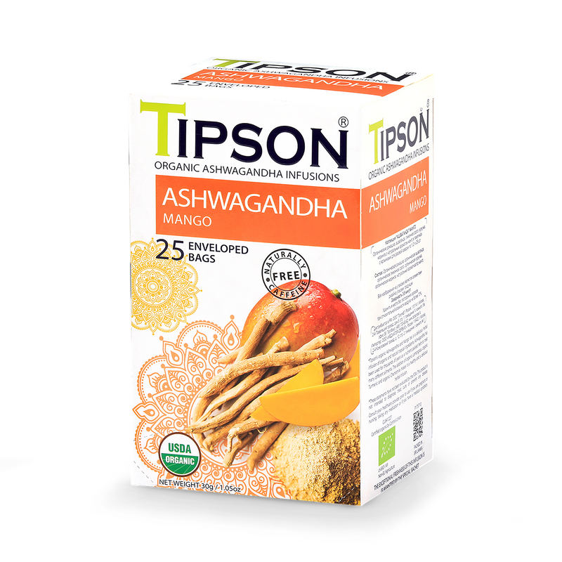 Tipson Organic Ashwagandha Ginger & Peach (25 Enveloped Tea Bags) - 999155