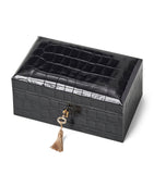 Aspinal of London leather croc-embossed 3-piece watch box - British product
