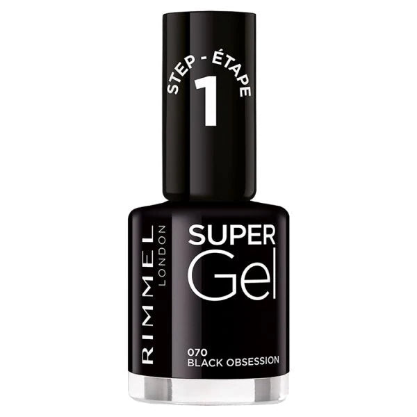 Rimmel Supergel Nail Polish Black Obsession, imported from the UK