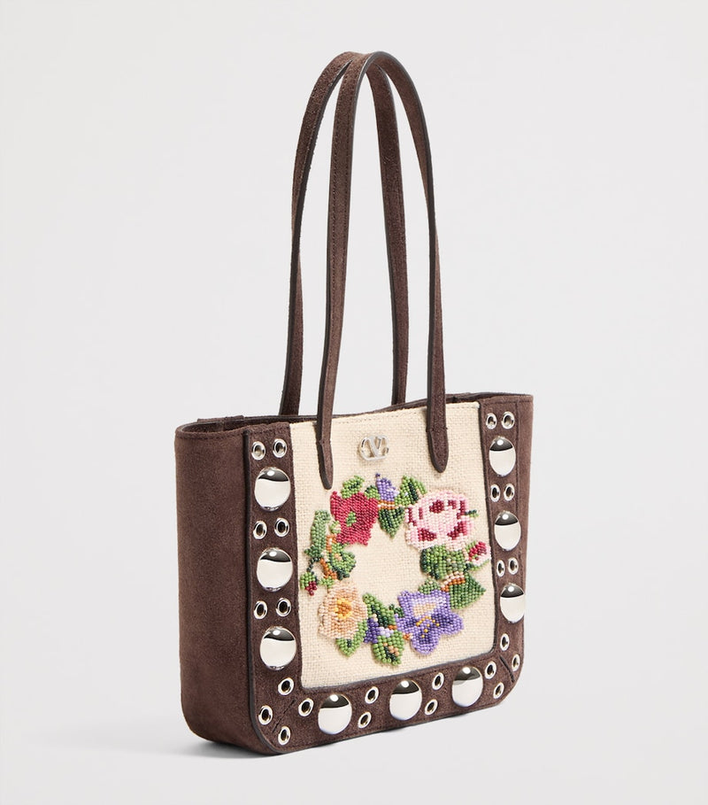 Valentino Garavani mini suede beaded Nellcôte shoulder bag - British product