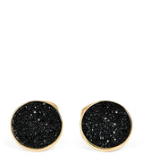 Harrods Babette Wasserman Gold-Plated Moondust Round Cufflinks- Buy online at McGrocer