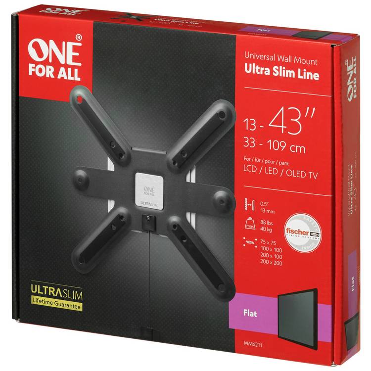 One For All WM6211 ultra slim TV wall bracket 13-43 inch (British brand)