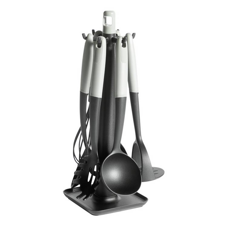 Argos Home 6-piece utensil set with stand black (British brand)