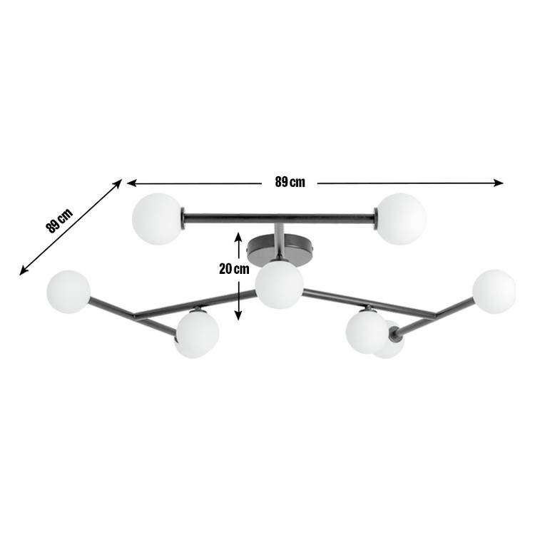 Habitat Alonso 9 light flush ceiling light black white (British brand)