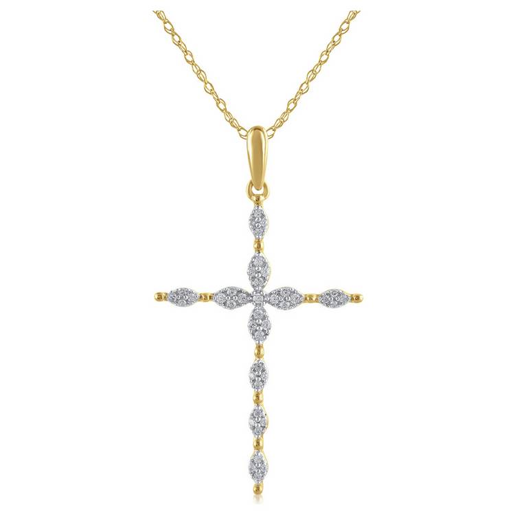 Revere 9ct gold diamond cross pendant 0.15ct 18 inch - British product