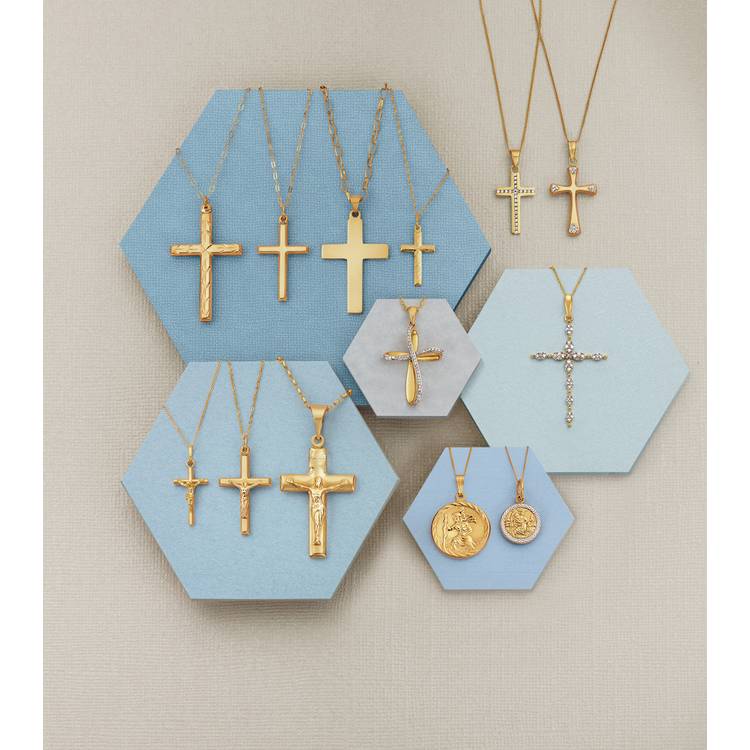 Revere 9ct gold diamond cross pendant 0.15ct 18 inch - British product