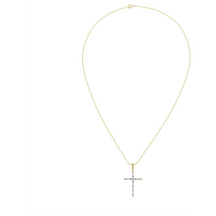 Revere 9ct gold diamond cross pendant 0.15ct 18 inch - British product