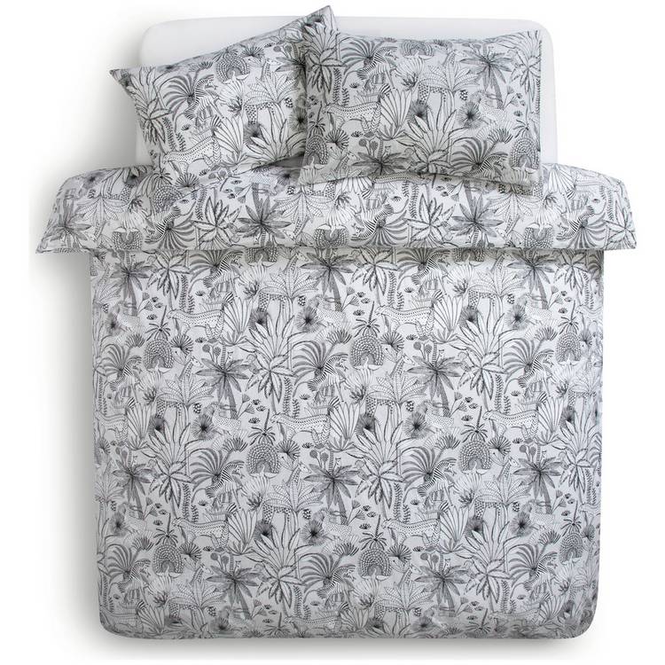 Habitat black white jungle print bedding set single - British product