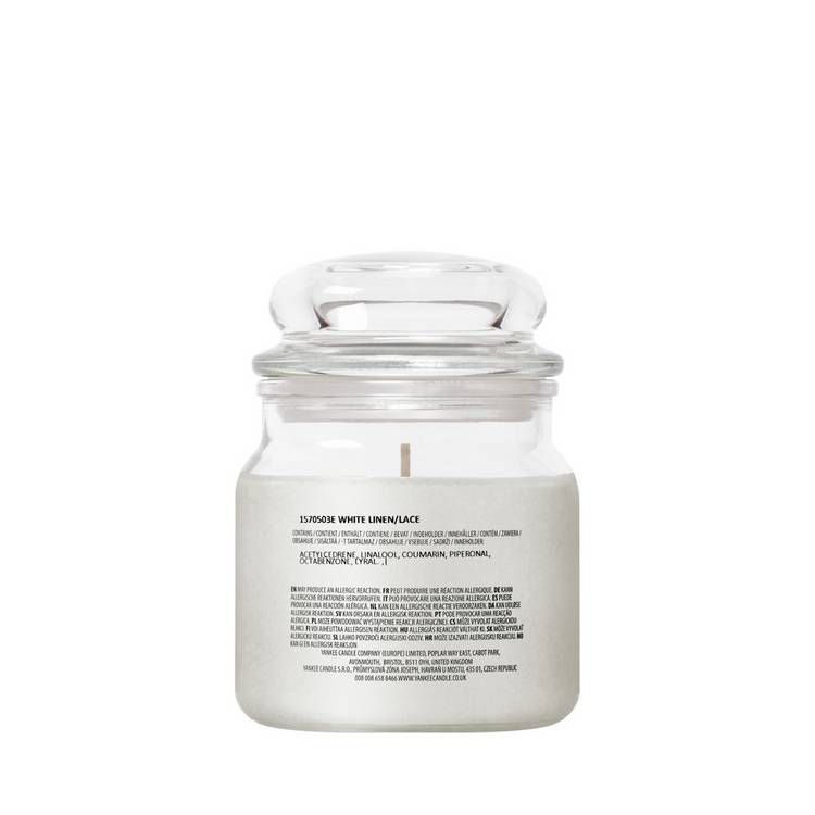 Yankee Candle scented candle White Linen & Lace medium, imported from the UK