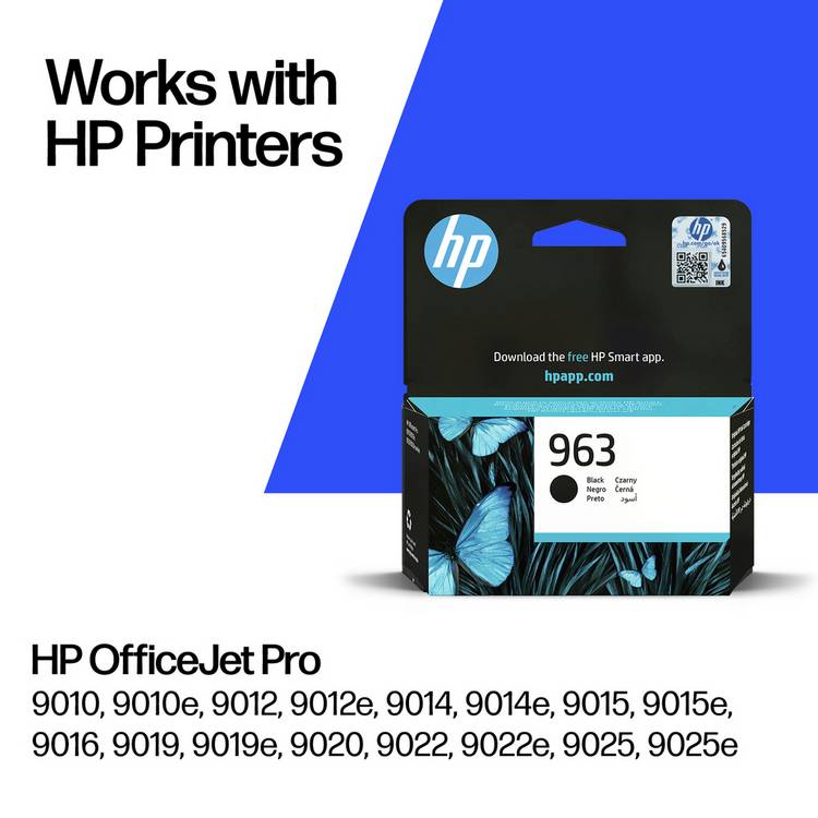HP 963 black ink cartridge, imported from the UK