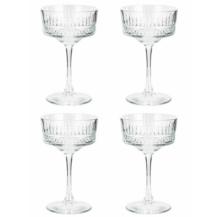 Argos Home pressed champagne coupe glasses set, imported from the UK