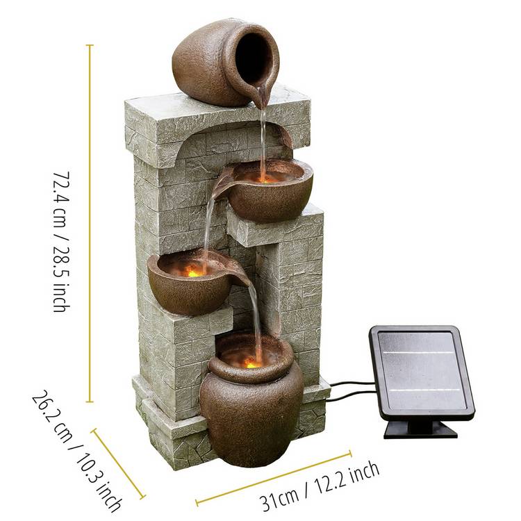 Teamson Home solar powered water fountain with stone effect finish (British brand)