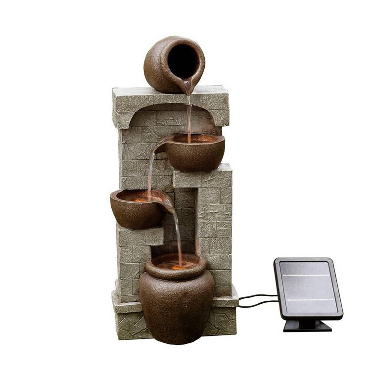 Teamson Home solar powered water fountain with stone effect finish (British brand)