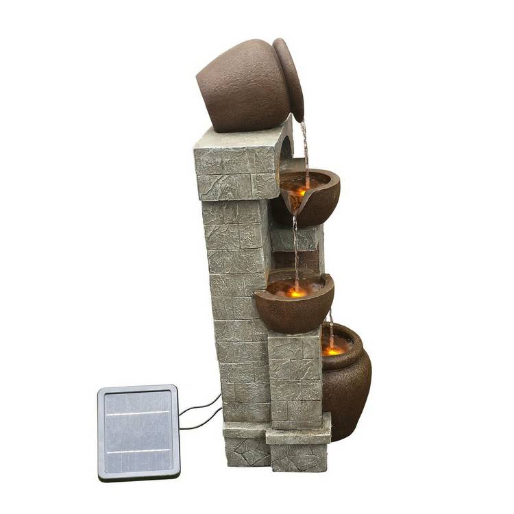 Teamson Home solar powered water fountain with stone effect finish (British brand)