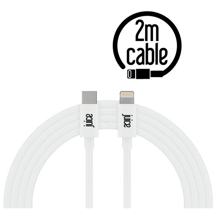 Juice 2m Lightning to USB-C cable white - British product