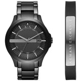 Armani Exchange men's watch set black IP 46mm, UK version