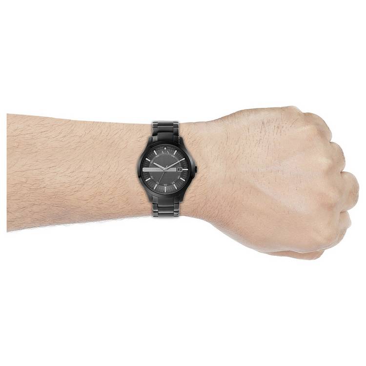 Armani Exchange men's watch set black IP 46mm, UK version