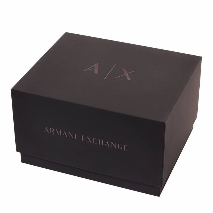 Armani Exchange men's watch set black IP 46mm, UK version