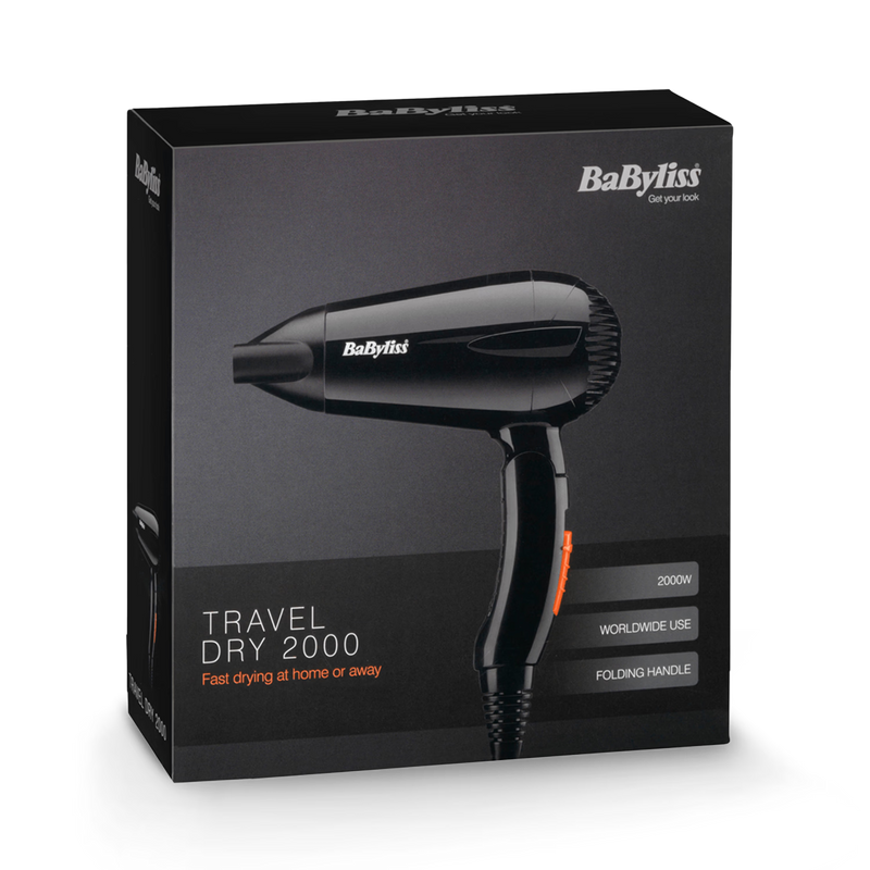 BaByliss travel hair dryer 2000W black - British product