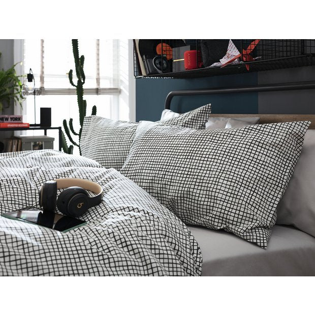 Habitat white black check pillowcase pair (British brand)