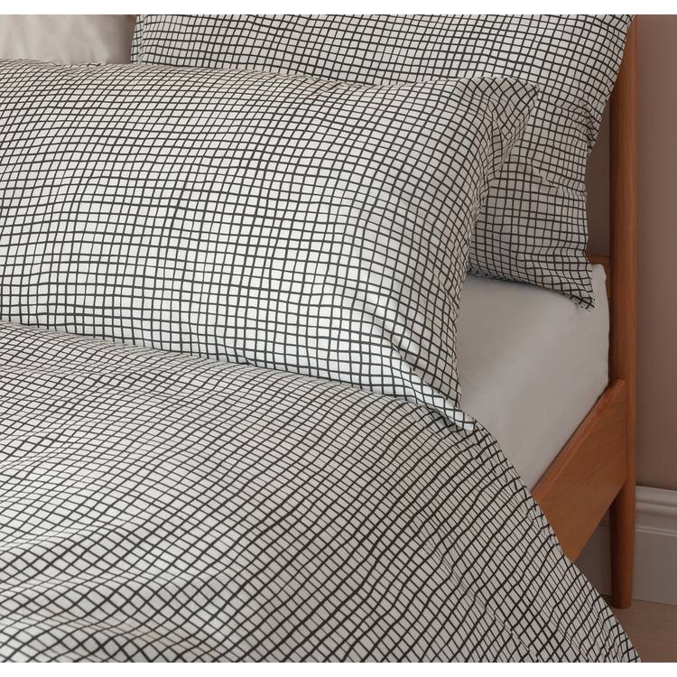 Habitat white black check pillowcase pair (British brand)
